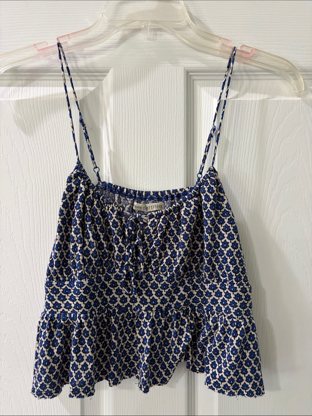 Urban Outfitters Blue and Cream Knit Crop Top